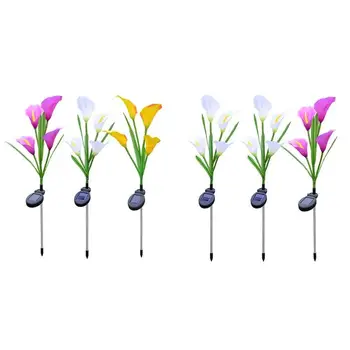 

3pcs 4LED Solar Simulation Calla Lily Light Colorful Changing Garden Lamp
