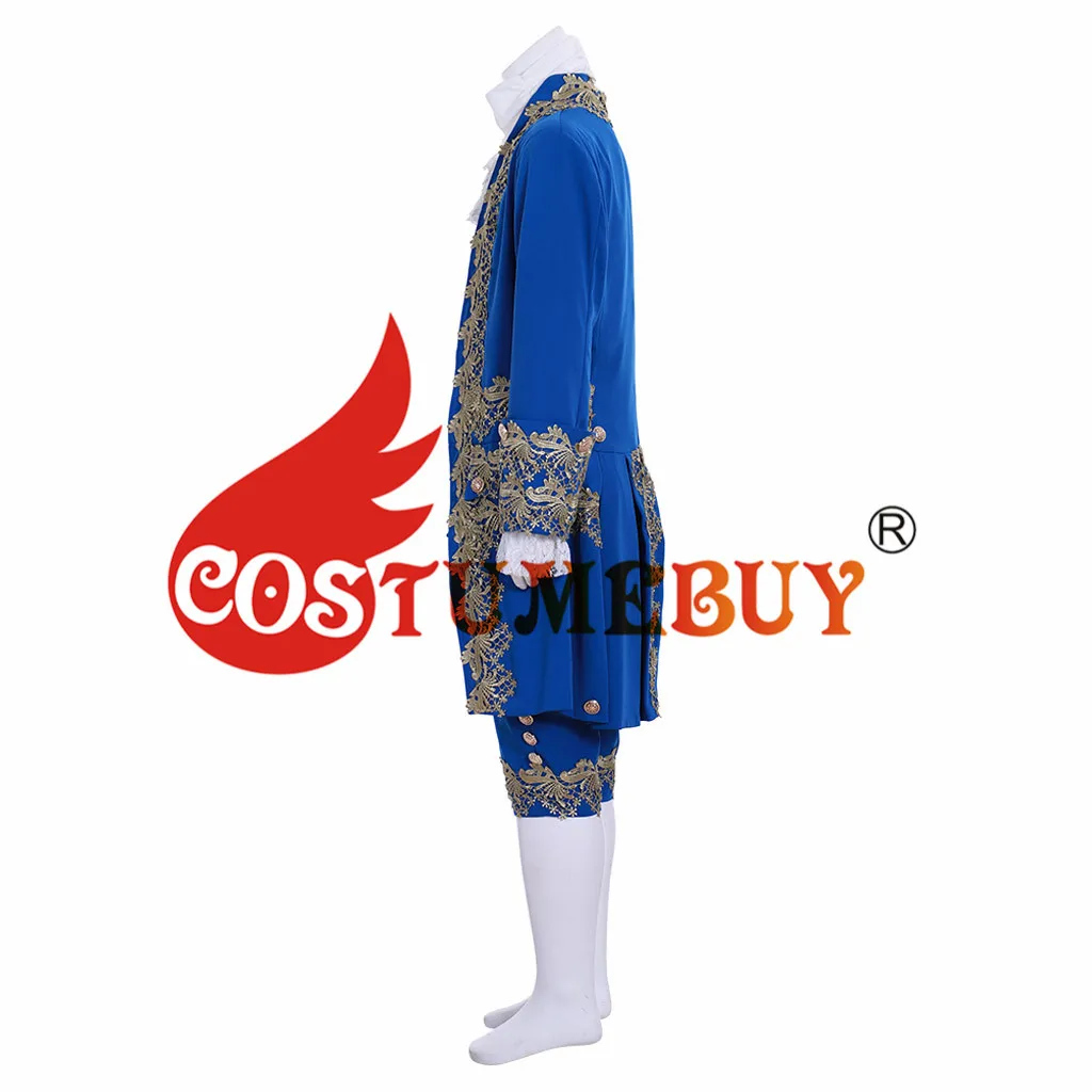 CostumeBuy 18th Century Rococo Blue Court Suit Adult Colonial Mens Elegant British Suit Marie Antoinettte Costume L320