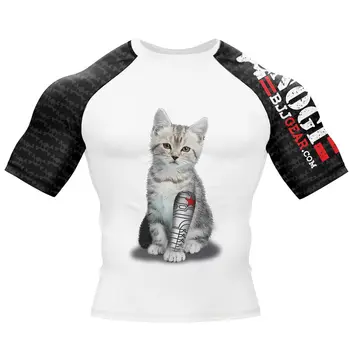 

2 Full Pinring Panda Design Custom Shirt for MMA BJJ Men Workout Gym Tee Dry Fit Rashguards