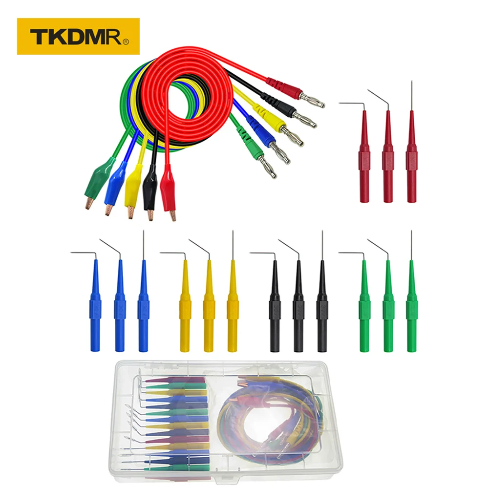 

TKDMR P1920 20pcs/set Back Probe Kit Alligator Clip to 4mm Banana Plug Multimeter Test Lead 30V /10A for Automotive tool