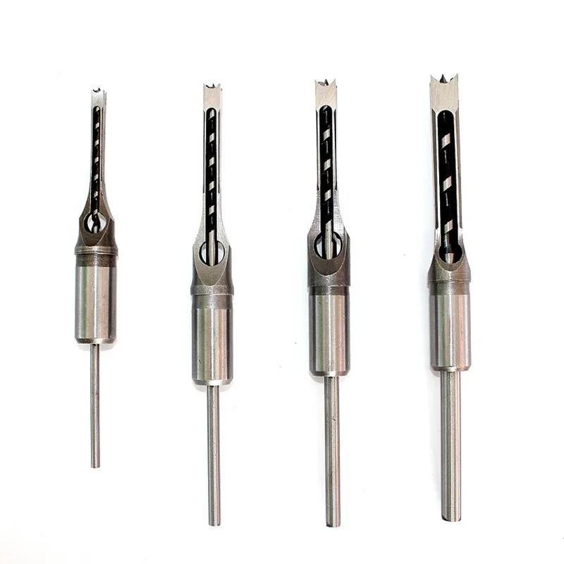 JUSTINLAU Drill Bits Square Auger Mortising Chisel Drill Set High-Speed Steel Woodworking Hole Extended Saw Tools Kit Household