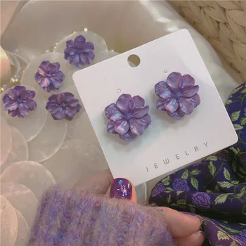

925 Silver Korean-style High Grade Sense Cape Jasmine Flower Cute Hipster Earrings Elegant Fashion Elegant Ear Stud Ear Stud