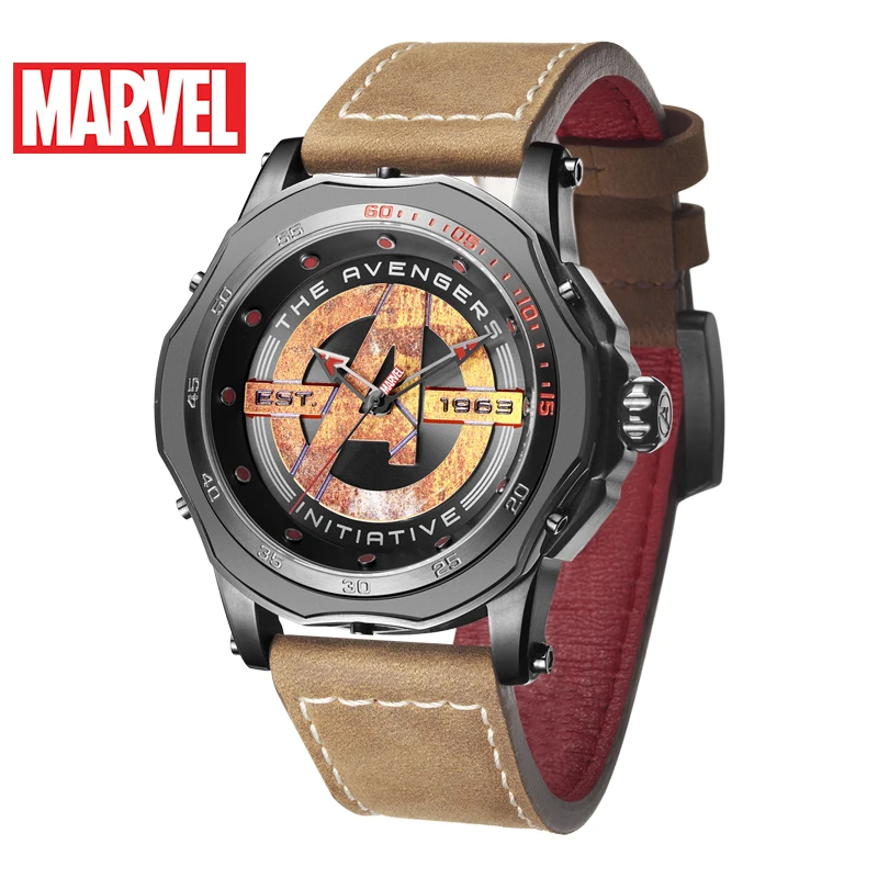 Disney Marvel официальный Мстители Мужские кварцевые часы светящиеся 50 м водонепроницаемые из нержавеющей стали роскошные часы m9104