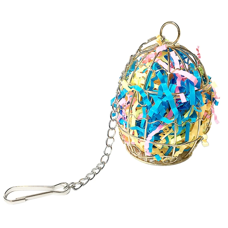 Bird toy Parrot toy Shredder Toys Stainless Steel Cage Feeder Foraging Parrot Millet Container GXMA