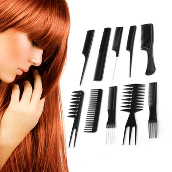 

10pcs set of Black Combs Hair Brush Hairdressing Salon Barbers Hair Styling Tools Multifunctional Convenient Hair Comb Fashion