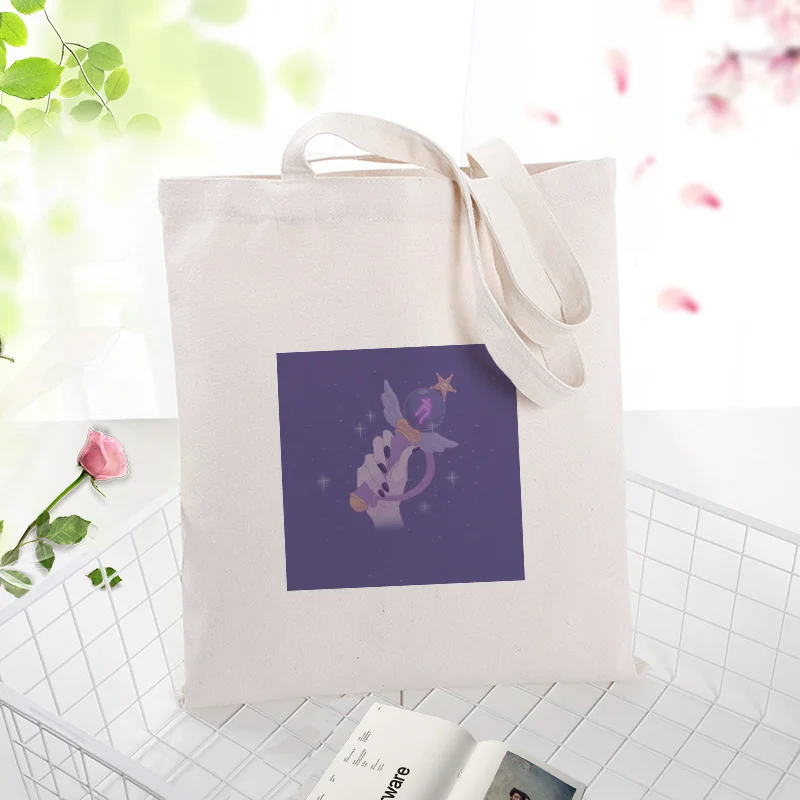 Фиолетовая серия сумки холст сумка хозяйственная сумка на заказ Печать текстовый логотип DIY ежедневное использование эко экологическая многоразовая утилизация