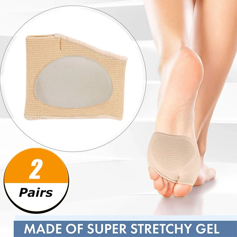 2 pairs 2 пары тканевый гель метатарзальный шар стельки для ног подушечки для боли в передней части стопы для ухода за ногами инструмент ортопа - Цвет: 2 pairs