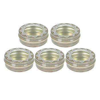 

Aluminum Tin Jars 5 Pack Cosmetic Sample Metal Tins Empty Round Container with Clear Top Window for Lip Balm Salve Powder