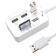 Mini USB 3.0 Multi Hub + Card Reader COMBO High Speed USB Hub with MS/SD/M2/TF Card Reader 3Ports USB Splitter for Laptop