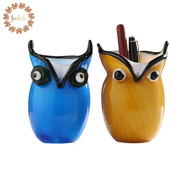

Home Creative Color Glaze Owl Pen Case Ornaments Owl Pen Holder Office Study Ornaments Desktop Pen Craft Creative Gift