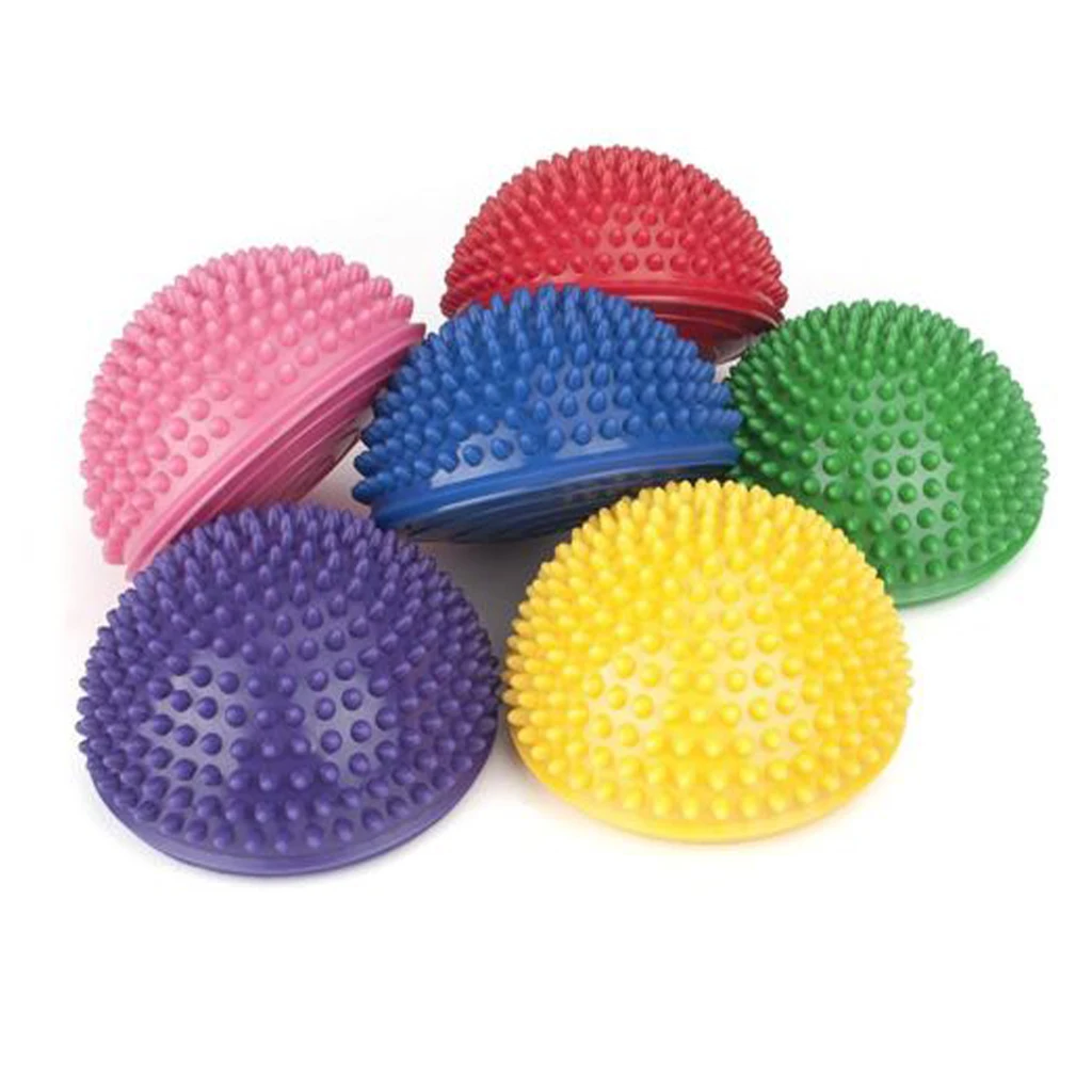 Green Yoga Half Ball Dome Balance Trainer Anti-Slip Hedgehog Exercise Balance Ball Agility Training for Gym Yoga Pilates