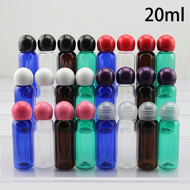 

20ml Plastic Water Drop Bottle with Inner Plug Ball Cap Empty Cosmetic Perfume Essential Oil Packaging Containers Free Shipping