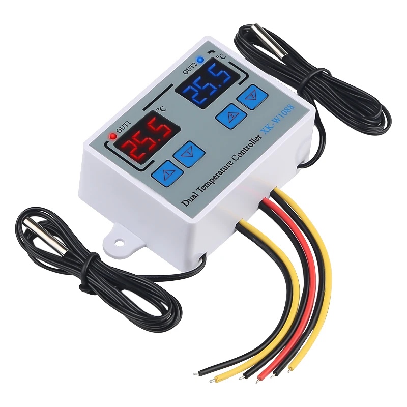 12V 110V 220V W1088 Dual Digital Thermostat Incubator Temperature Controller Thermoregulator 10A Heating Cooling Control