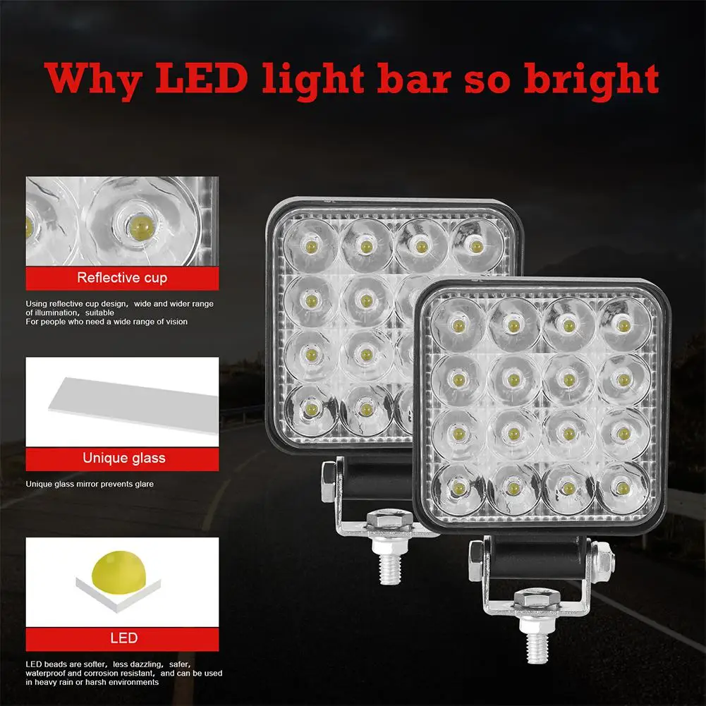 2PCS 96W Car LED Bar Working light 10-30V 6000k 3inch 16beads Off road 4x4 Led Tractor Working Headlight Truck Motor Spotlight