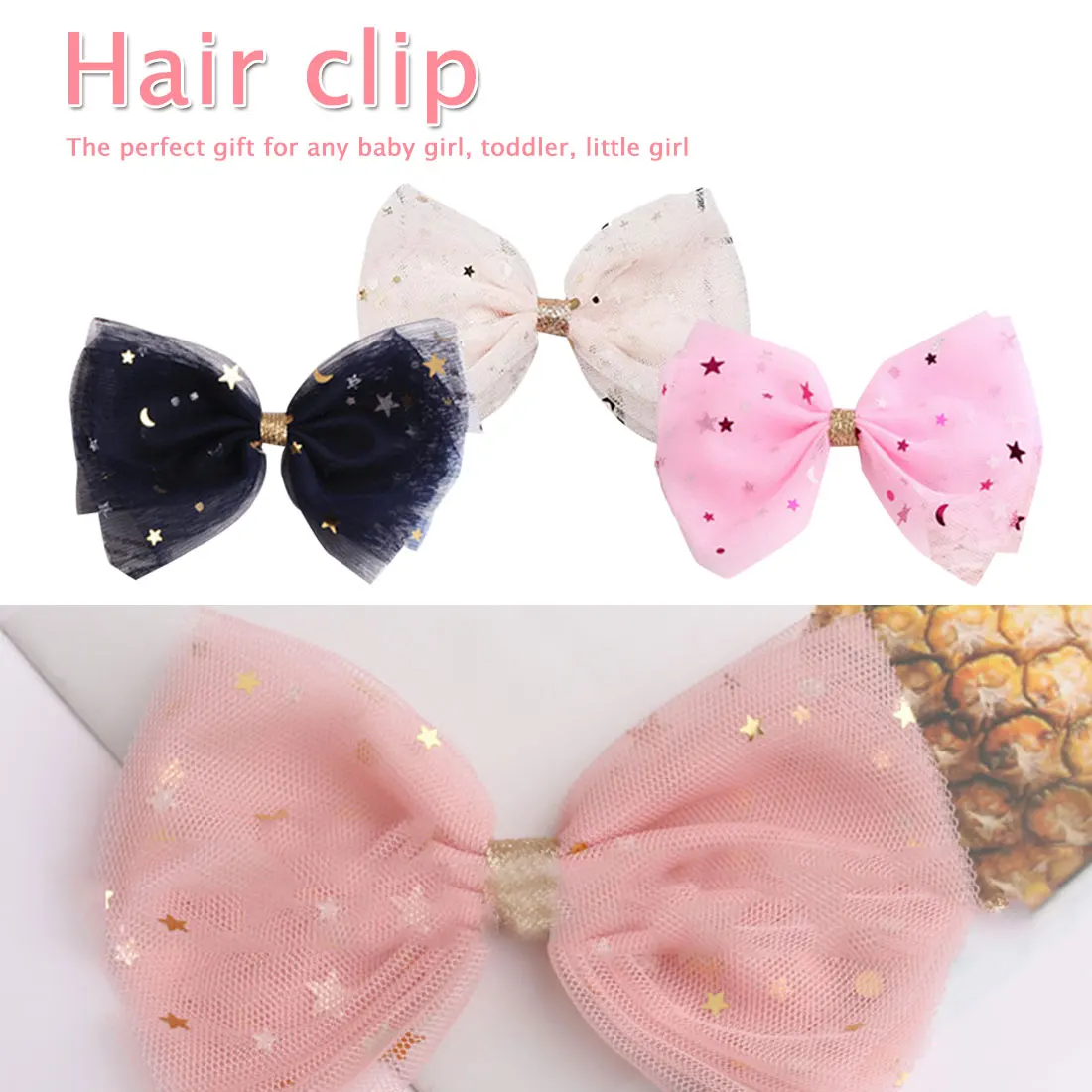

Lace Hair Clips With Bling Stars Hairpins For Girls Glitter Knot Hair Bows Fashion Kids Headwear Hair Accessories