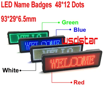 

Red Green Blue White Color 48*12 Dots HUIDU Rechargeable Led Name Badge Sign Smd Programmable Scrolling Led Name Tag
