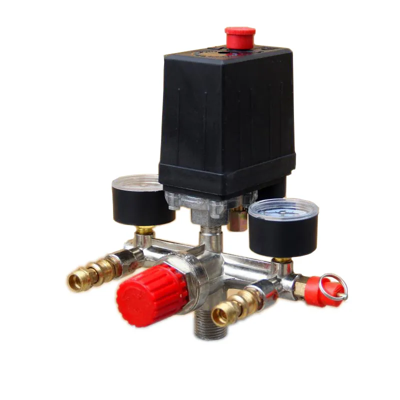 Air Compressor Pressure Control Switch Valve Manifold Regulator+Gauges Relief CE 