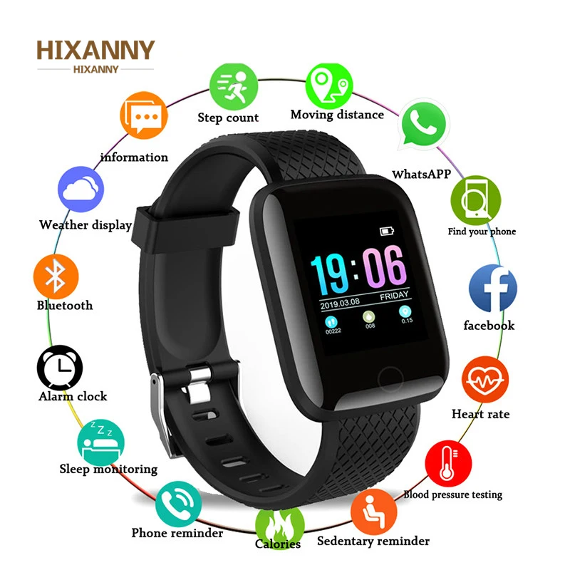 

116 Smart Bracelet Blood Pressure Measurement Waterproof Fitness Tracker Watch Heart Rate Monitor Pedometer Smart Band Women Men