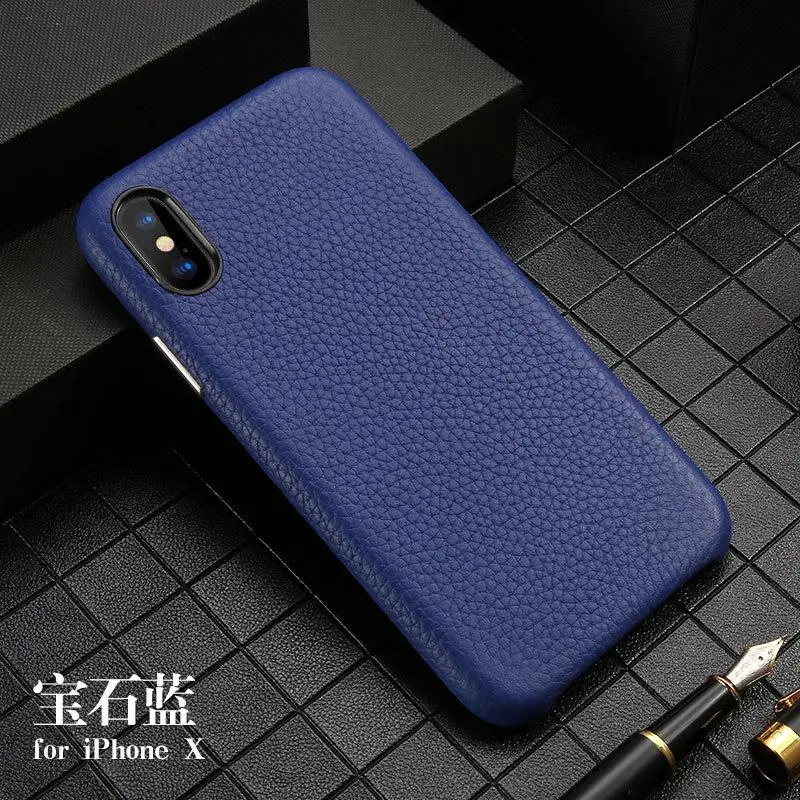 Чехол из натуральной кожи для iPhone 7 8 Plus X Xs Xr Xs Max, чехол из натуральной кожи с розничной упаковкой - Цвет: Синий