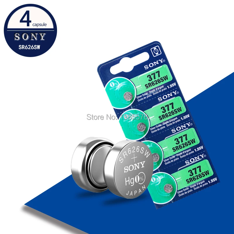 4 шт./лот для Sony Original 1 55 V AG4 377A 377 LR626 SR626SW SR66 LR66 часовая батарейка из оксида серебра