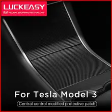 LUCKEASY автомобиля Центральная панель управления защитная патч для Tesla модель 3- из пластика ABS, имитация углеродного волокна красный белый 3 шт./компл