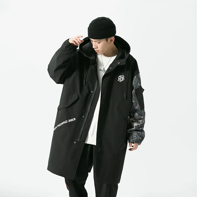 

Winter Zip Up Windbreakers for Mens Long Jackets and Coats Korean Fashion Designer Loose Streetwear with Elegant Hoodies Jacket