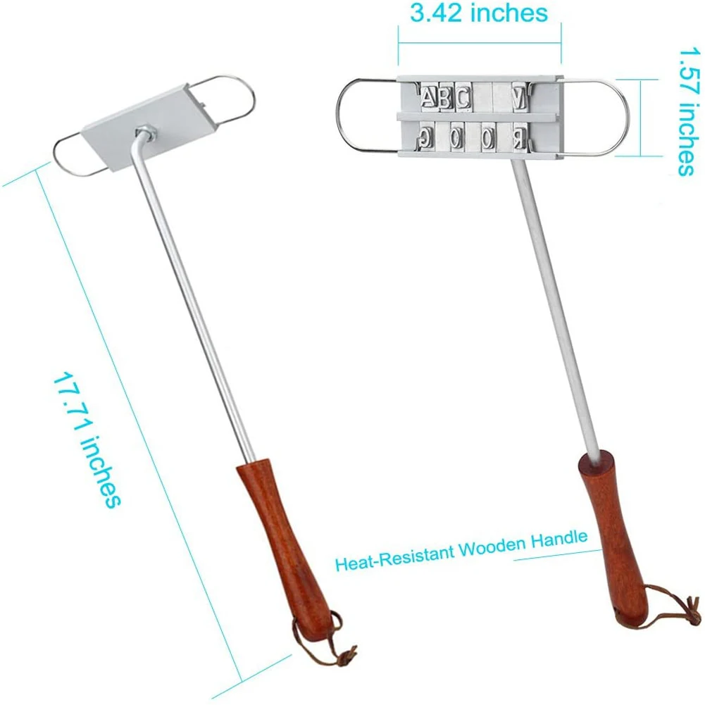 BBQ Barbecue Branding Iron Signature Name Marking Stamp Tool Meat Steak Burger 55 x Letters and 8 spaces bakery accessories