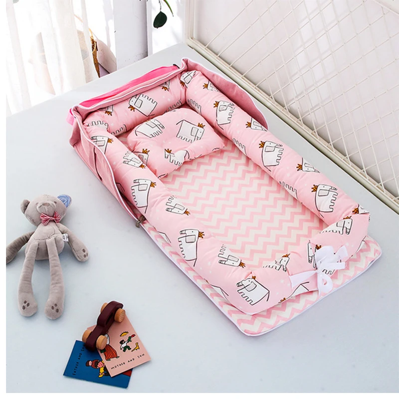 

Portable Baby Nest Bed with Pillow Cushion Newborn Travel Bed for Outdoor Bed Infant Crib Nest