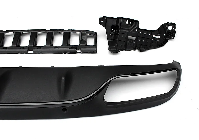 Fits For Benz W205 C63 Diffuser+Exhaust Tips 2 door Rear Bumper Diffuser Lip 4-Outlet Exhaust Endpipe C180 C200 C250 C300 15-in