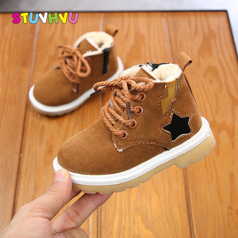 

Kids Snow Boots 2019 New Winter Boots for Girls Shoes Child Cotton Boots Plus Velvet Warm Comfort Leather Baby Girls Boys Boots