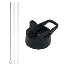 PP Пластик 32 унций Универсальный с большим отверстием соломы бутылка для воды с крышкой Нержавеющая сталь Спортивная бутылка с крышкой(с кистью 2 шт. соломинки