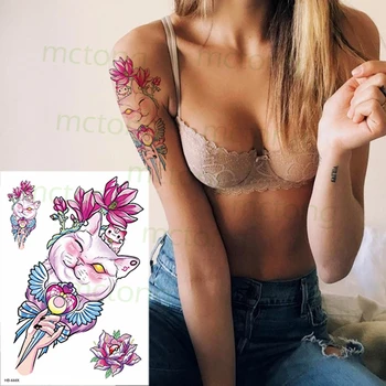 

Waterproof Temporary Tattoo Stickers Cute Magic wand Lucky Cat Flower FakeTatto Flash Tatoo Arm Leg Body Art for Women Men