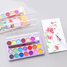 21 цвет портативный Твердые акварельные пигменты костюм акварельные бумага для рисования набор кистей художественные принадлежности