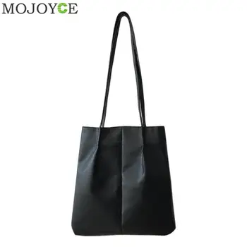 

PU Leather Fashion Women Handbag Pure Color Shoulder Shopping Bag Large Capacity Casual Totes