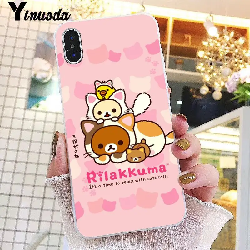 Yinuoda милый медведь Rilakkuma ТПУ Мягкий силиконовый чехол для телефона iPhone 8 7 6 6S Plus X XS MAX 5 5S SE XR 10 Чехол