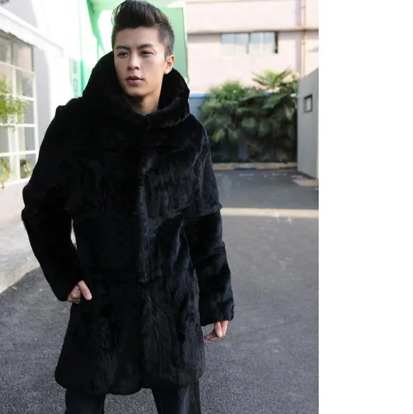 Jaqueta De Couro Masculina искусственная норковая Меховая куртка пальто 5XL 6XL Плюс размер зимняя теплая Harajuku с капюшоном черная верхняя одежда XL669