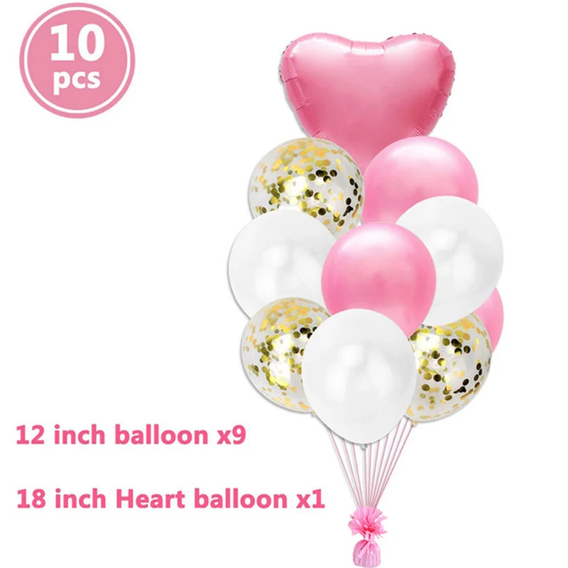 10pcs balloons Первый день рождения Девушка Вечерние розовый воздушный шар для колонны 1-й декорации с днем рождения Дети Один Год 2-й 3 4 плакат "с днем рождения" Декор - Цвет: 10pcs balloons