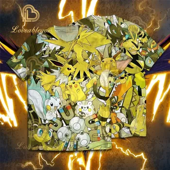 

Hot Sale Gym Cartoon Print Pokemon Unisex Tshirt Kawaii Harajuku 3D Print Streetwear Men Top O-Neck Casual Tee