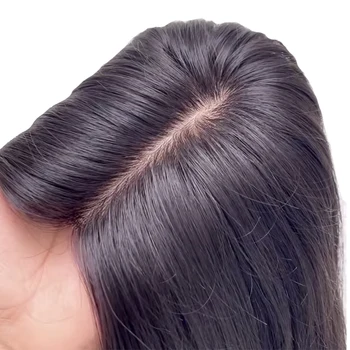 Capelli parrucchino 15x16 cm per donna Topper fermagli per capelli umani in base di seta colore naturale 130% estensione dei capelli vergini