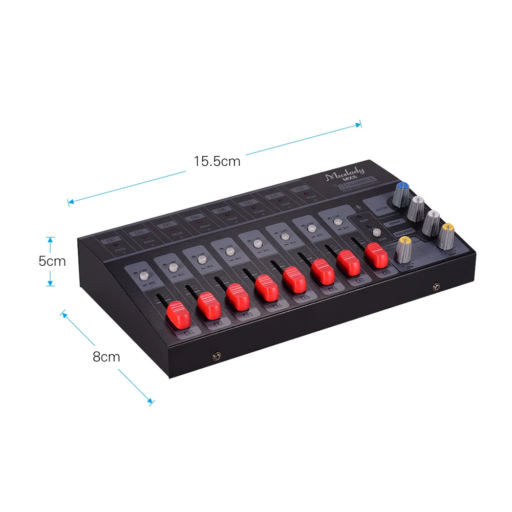 Muslady MX8 Портативный 8 каналов компактная Звуковая карта стерео аудио звуковой миксер низкий уровень шума с эхо эффектом