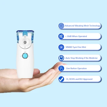 

Carevas Medical Handheld Personal Steam Inhaler for Asthma COPD Steam Vaporizer USB Rechargeable Nebulizer (without battery)