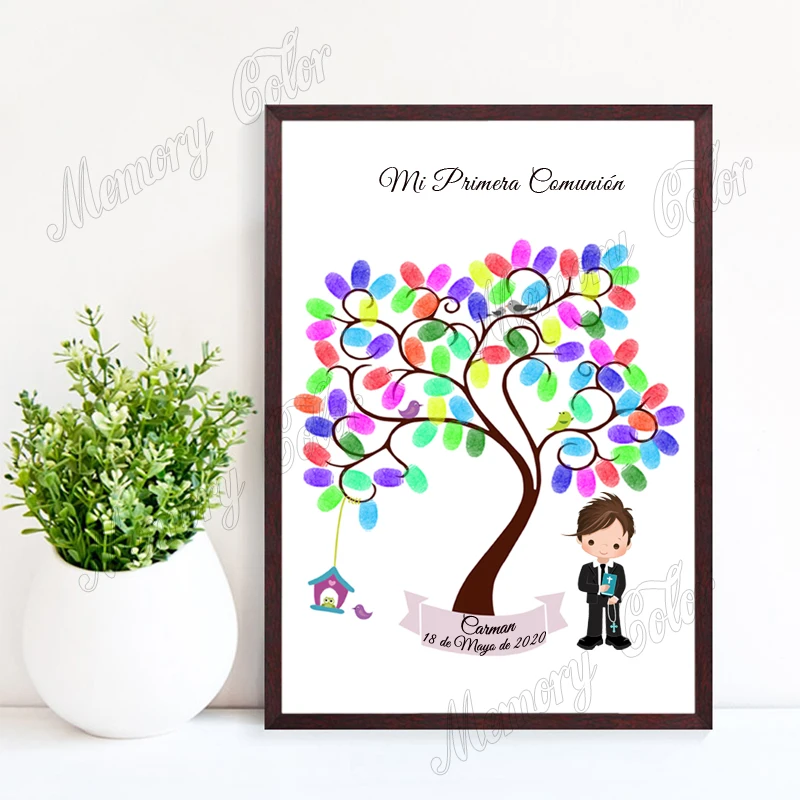 Personalized Kids First Holy Communion Guestbook Custom Theme Name Date Fingerprint DIY Canvas For Boys Girls Primera Comunión | Дом и сад