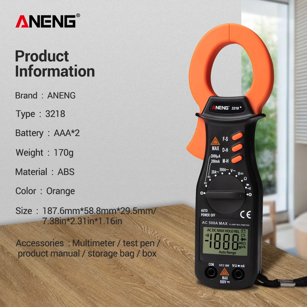 ANENG 3218+ AC Цифровой мультиметр тестер сопротивления току ампериметрический Зажим Тестер