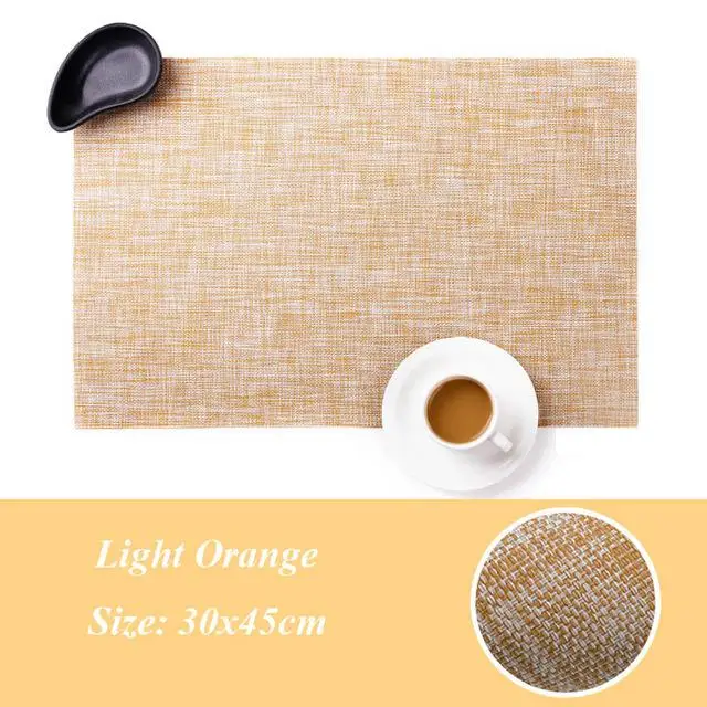 36 2/4/6Pcs Placemats PVC Dining Table Mat Weave Disc Pads Bowl Coasters De Cozinha 30*45cm Plate Bar Kitchen Coffee Table Mat - Цвет: Light orange