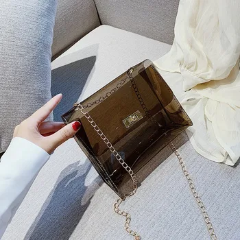 

Jelly bag shoulder bag diagonal bag handbag transparent design ladies bag chain bag