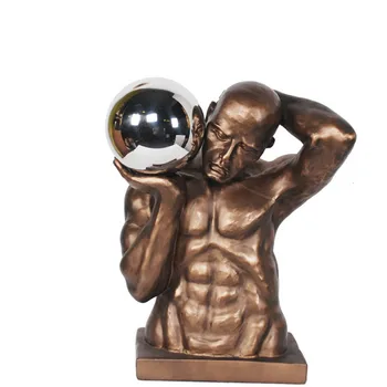 

55cm Nordic Style Abstract Thinker Statue Hercules Figure Lift Art Sculpture Resin Crafts Classical Home Office Decoration R2694