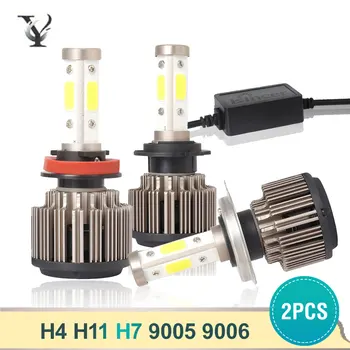

2Pcs LED Headlight H7 H4 Auto Lamp Accessories for Car H11 9005 9006 5202 H13 9004 9007 Hi-Lo Beam 12V Four-sided Illumination