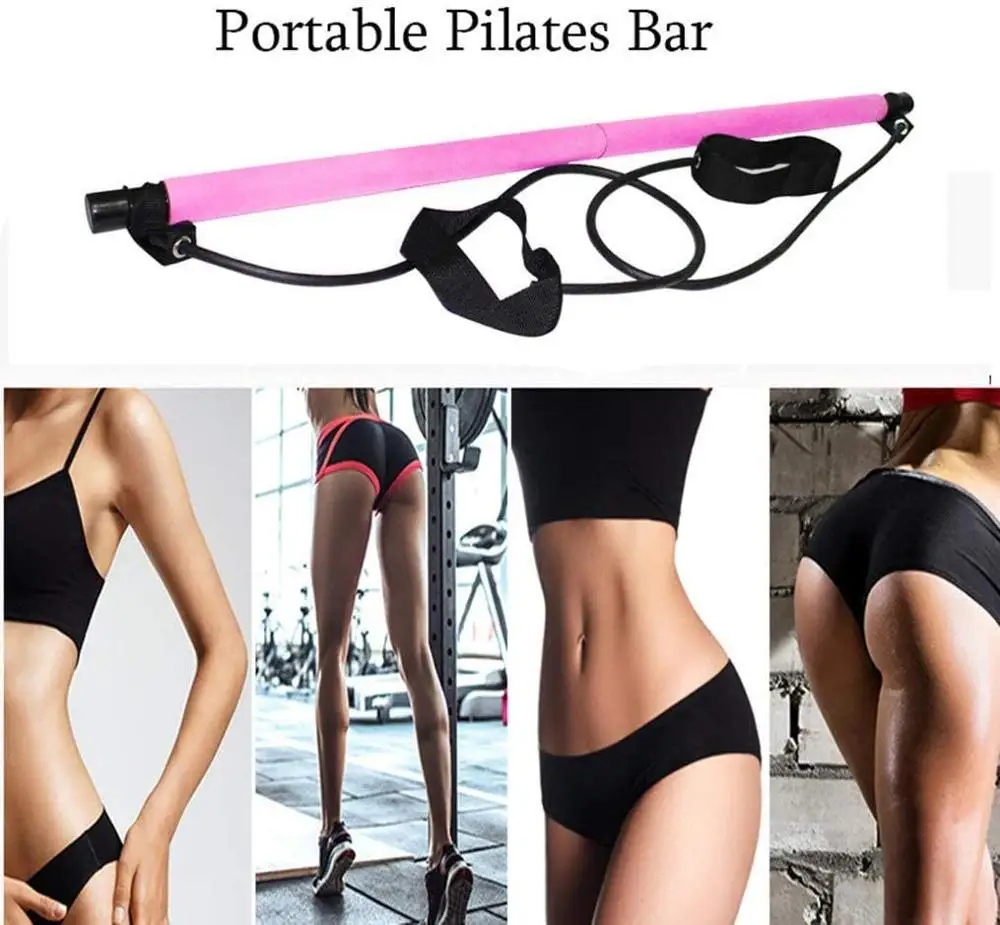 

Pilates Bar Set Pilates Stick Bar With Resistance Bands Portable Fitness Pilates Stretch,Twisting,Sit-Up Bar Resistance Band