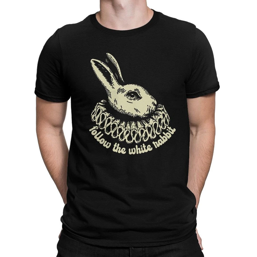 Follow The White Rabbit T Shirt Alice in Wonderland Men Women Tee |