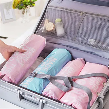 

Travel Vacuum Bag 6 Pcs/ Set Pink & Green Letter Sealing Folding Manually Roll Vacuum Clothes Package Storage Bags